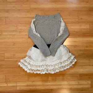 Japanese Gray Off Shoulder Sweater - One Size